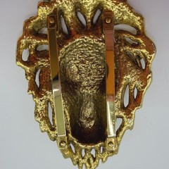 Vintage Lion Head Belt Buckle Gold Tone Statement Animal Regency Metallic 4×3