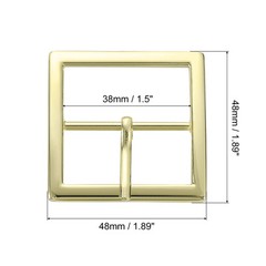 1.5&Prime; Single Prong Belt Buckle Square Center Bar Buckles for Belt Gold