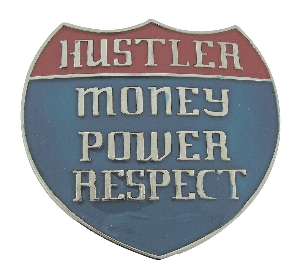 Hustler Money Belt Buckle Power Respect Novelty Imperial Western Cowboy Metal