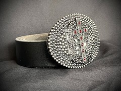 Handmade Oval Cross Belt Buckle Gothic Rock Metal Darren McNeese