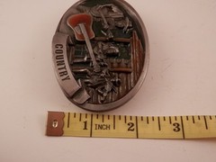 Vintage Country Pickers 1986 C & J inc Belt Buckle Enamel Guitar Players #1446