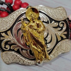 KIDS belt Buckle Saint jude San Judas Western belt Buckle Silver, Black, Gold