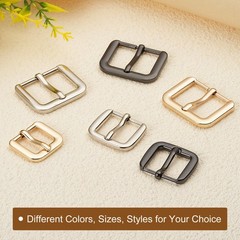 Metal Roller Buckle, 4Pcs 0.75&Prime; Square Single Prong Belt Buckle, Light Gold