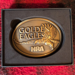 NRA Golden Eagles 2013 Limited Edition Gold Metal Eagle Belt Buckle 2in Fit