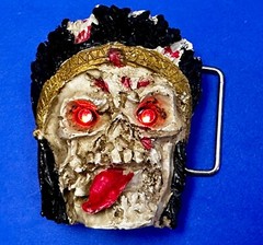 Creepy Pirate Skull W/ Led Light Color Chang Eyes Halloween Cosplay Belt Buckle