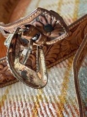 Justin Men’s Belt Crumrine Buckle Size 36 114 TN. Brown Top Grain Cowhide USA