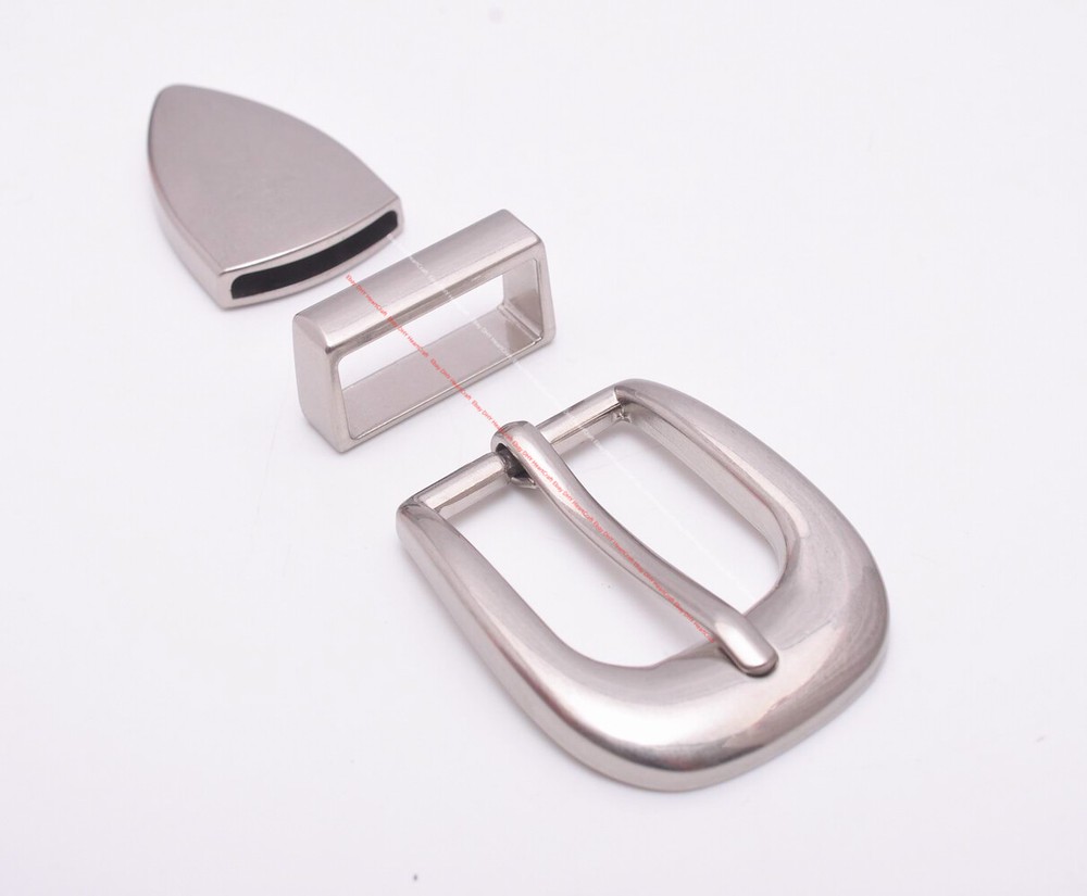 25mm Shiny Silver Western Single Prong End Bar Belt Buckle Loop Tip 3-Piece Set