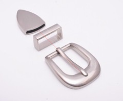 25mm Shiny Silver Western Single Prong End Bar Belt Buckle Loop Tip 3-Piece Set