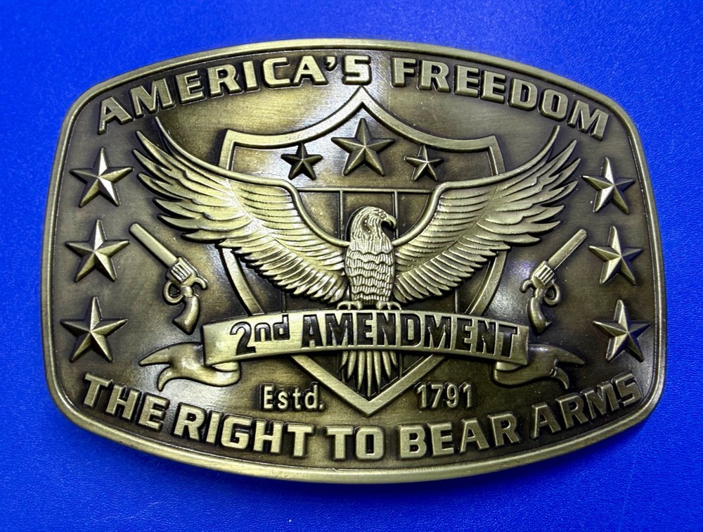America&rsquo;s Freedom Right To Bear Arms 2nd Amendment Belt Buckle In New Condition