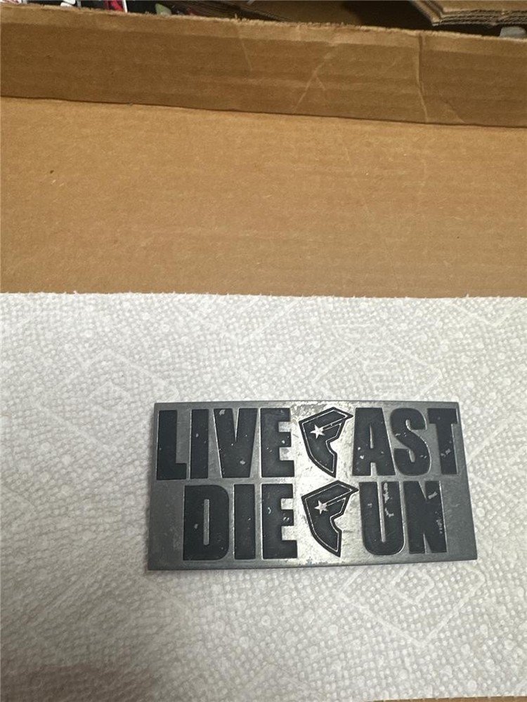 Vintage Live Fast Die Fun Famous Stars and Stripes Belt Buckle As Is