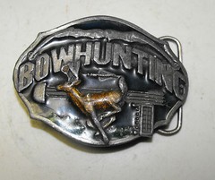 VINTAGE 1987 SISKIYOU DEER BOWHUNTING BELT BUCKLE PEWTER 3 1/4&Prime; X 2 1/2&Prime;