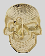 Skull Belt Buckle Gold Metal Bling Rhinestones Halloween Party Cosplay Costume