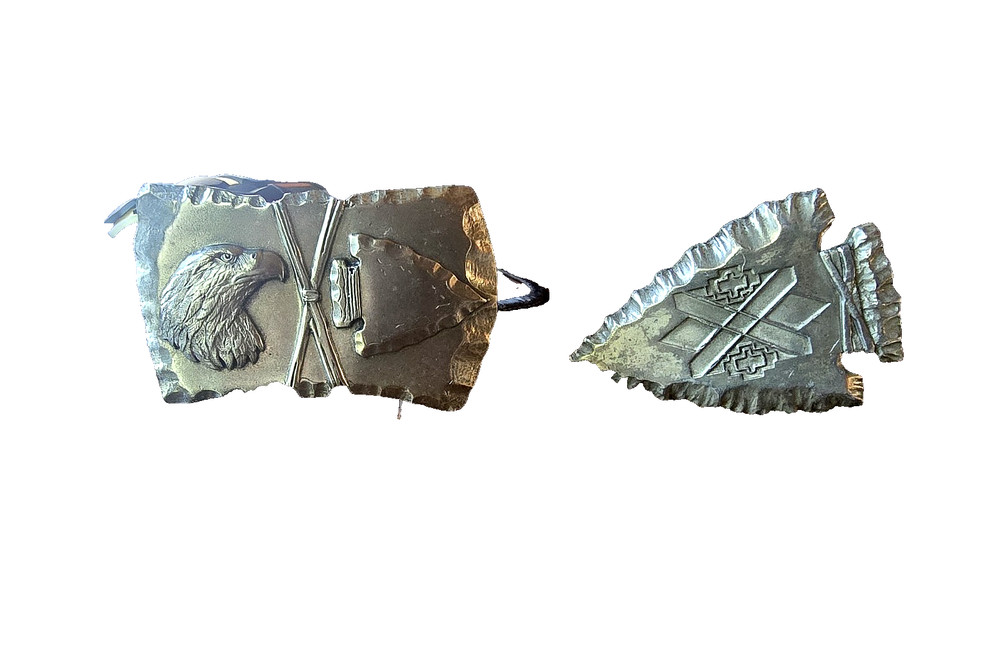 Vintage Arroyo Grande Pewter Arrowhead Native American Belt Buckles