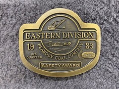 Peabody Coal Company Eastern Division 1983 Safety Award Belt Buckle Vtg 80’s