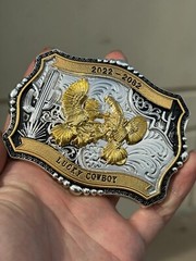 Western Buckle Gold Black Silver Roosters Cowboy 2 »Buckle Hebilla Vaquero Gallo