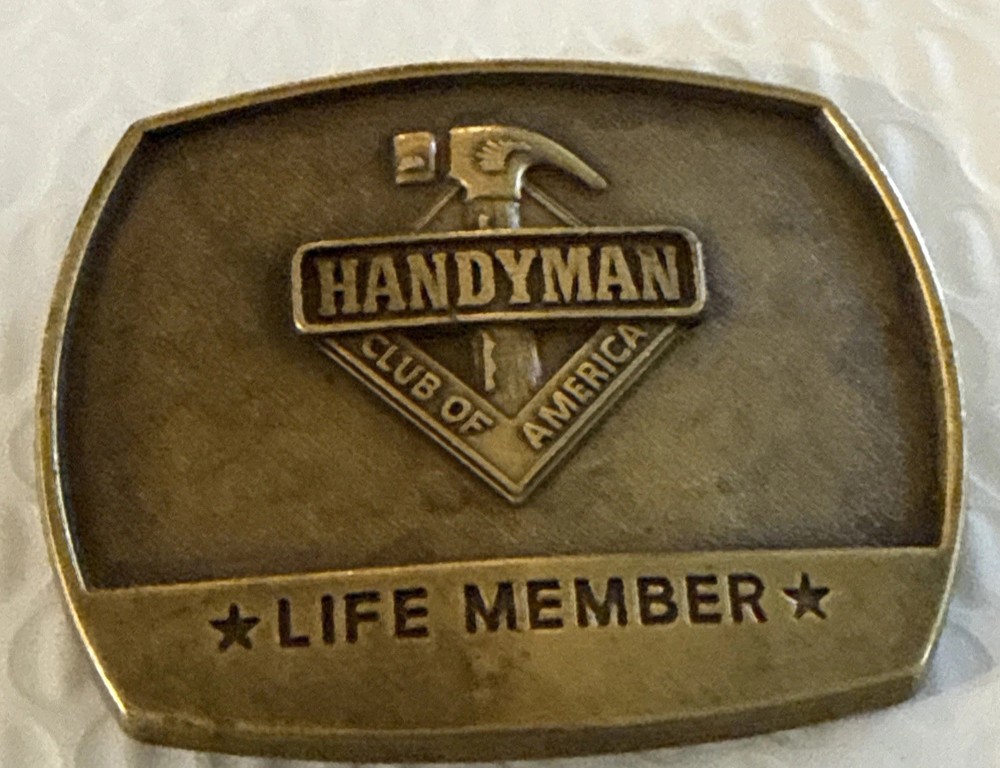 Handyman Club Of America Life Member Tool Shop Carpenter Mens Brass Belt Buckle