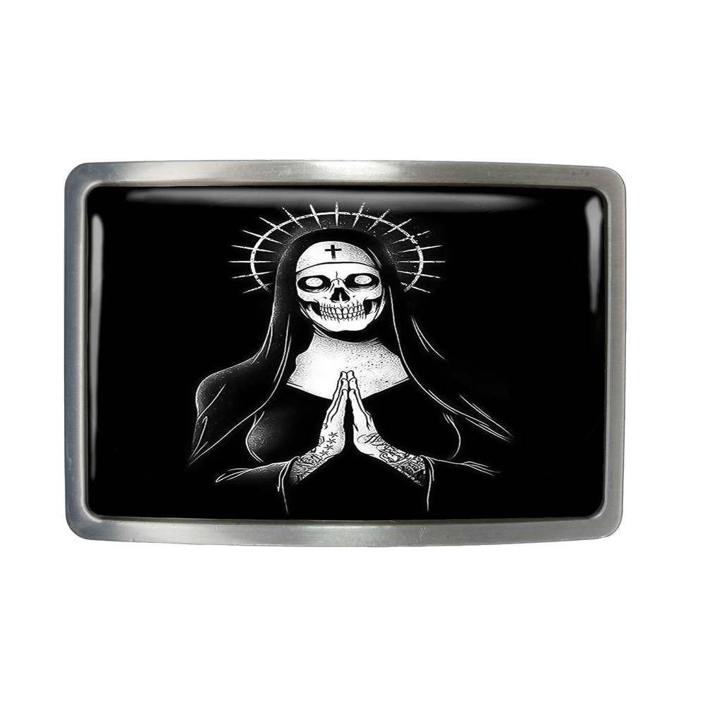 Santa Muerte Belt Buckle – Day of the Dead, Virgin Mary, Black Silver or Chrome