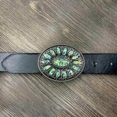 YOQUCOL Vintage Western Cowboy Native American Stone Belt Buckle for Men Black T