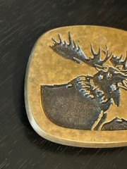 Vintage Collectible Moose Bronze Belt Buckle