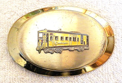 CLASSIC BELT BUCKLE RAILROAD TRAIN CAR CABOOSE ENGINEER CHESSLE GOLD TONE BB6