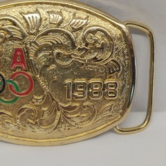 Vintage USA 1988 Olympics Belt Buckle Gold Tone Signed B-K USOC
