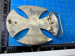 Maltese Celtic Iron Cross Gothic Punk Biker Vibe Cutout Silver Color Belt Buckle