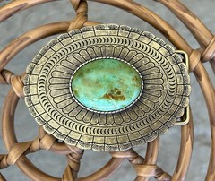 Teal Turquoise Stone Belt Buckle Western Cowboy Style Fits 1.5 Inch Strap