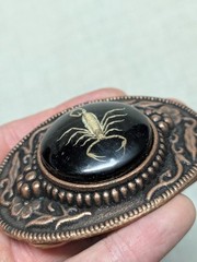 vintage USA made SCOROPION belt buckle WESTERN epoxy COWBOY copper engraved