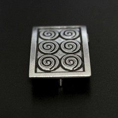 Rectangular Metal Effect Spiral Ornament Belt Buckle, Modern & Timeless