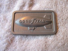 Vintage 1974 Goodyear Tire and Rubber Company Belt Buckle Blimp SMG
