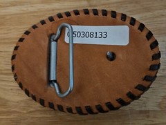 Brown Leather Stiched Buckle With Green Ornamental Stone 3.5 X 2.5 Never Worn