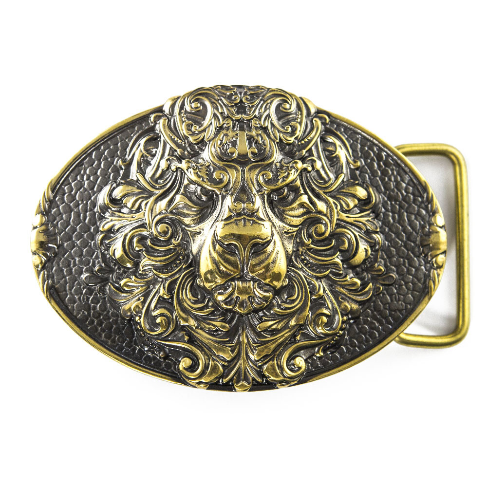 Belt buckle King Lion, Animal solid brass belt buckle, lion head on the buckle