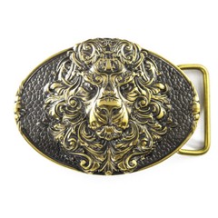 Belt buckle King Lion, Animal solid brass belt buckle, lion head on the buckle