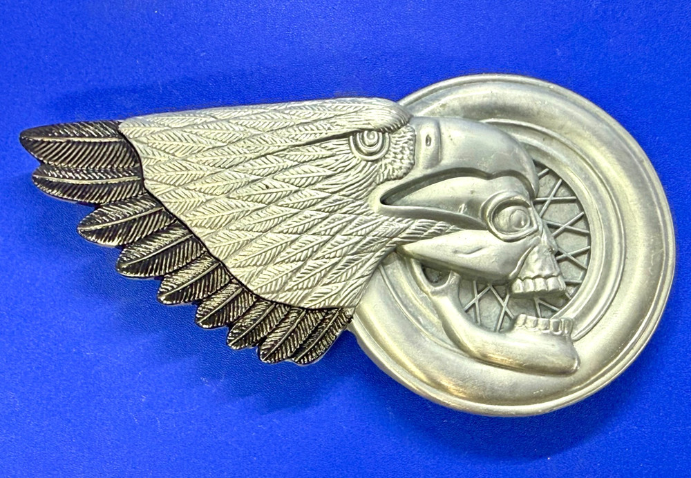 Eagle Skull Motorcycle Wheel Chopper Biker&rsquo;s Rider&rsquo;s Figural Cutout Belt Buckle