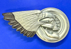 Eagle Skull Motorcycle Wheel Chopper Biker&rsquo;s Rider&rsquo;s Figural Cutout Belt Buckle