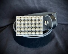 Belt Buckle Industrial Minimalist Sphere Grid Silver 2.75” OOAK Darren McNeese
