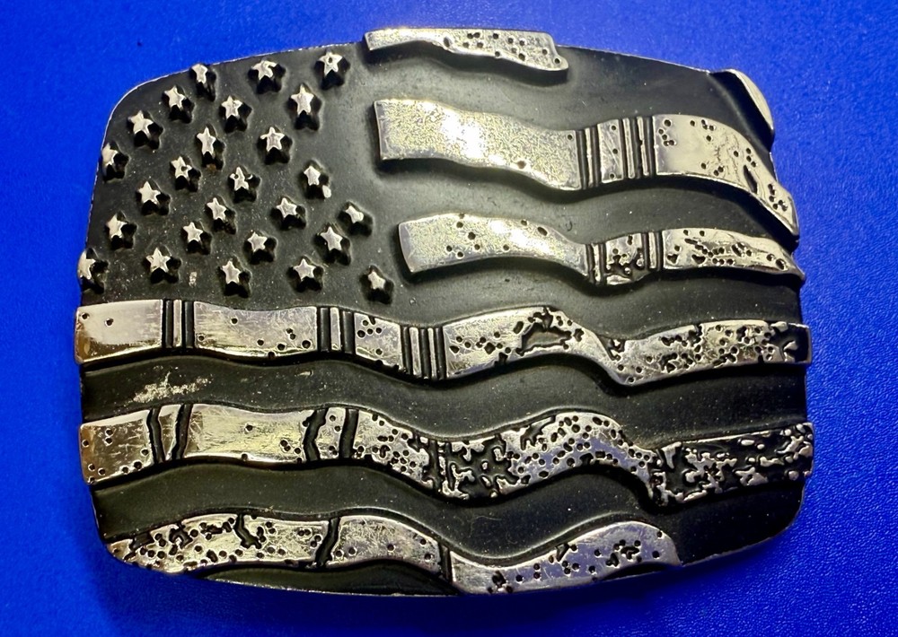 United States American Flag Engraved Patriotic – #6386 Chrome Brand Belt Buckle