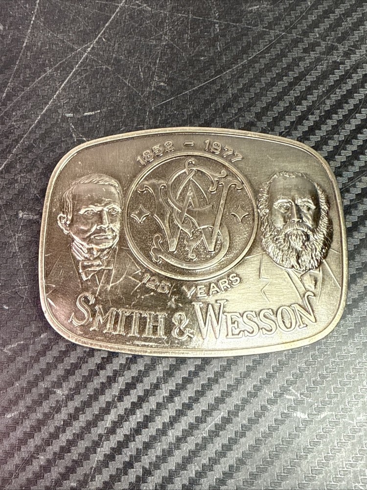 Vintage Smith & Wesson 125 Years Anniversary Belt Buckle 1852-1977 Founders Logo