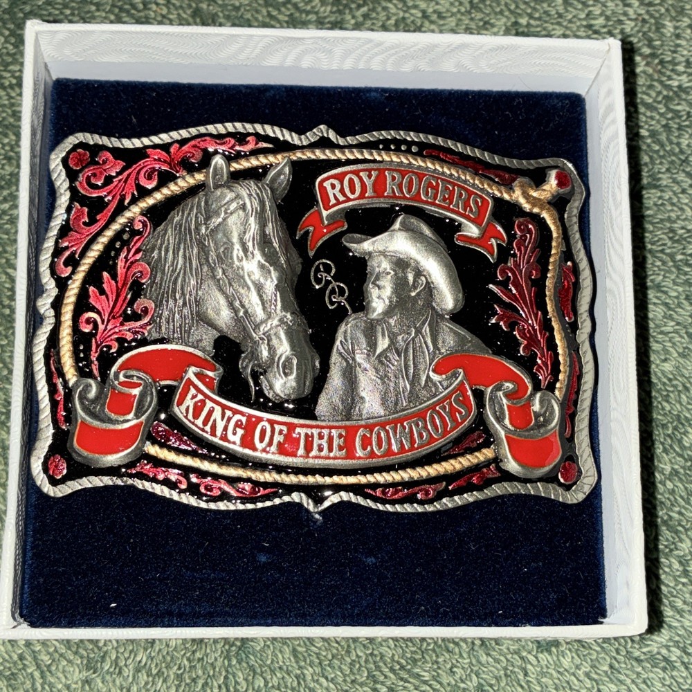 Eagle Buckle LLC Men&rsquo;s Western Roy Rogers Pewter Enamel Plate Buckle Fits 1.5 in