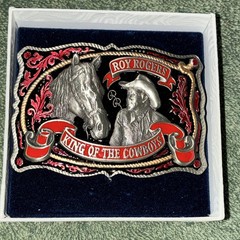 Eagle Buckle LLC Men&rsquo;s Western Roy Rogers Pewter Enamel Plate Buckle Fits 1.5 in