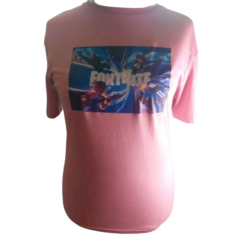 Fortnite T-Shirt Pink Graphic Tee Gaming Top Short Sleeve #3C