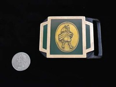 Rare Tech Ether Guild Scottish Sentry Bagpipes Solid Brass Vintage Belt Buckle
