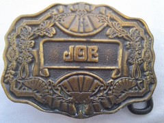 Vintage Oden Inc Personalized Solid Brass Belt Buckle Says « JOE »
