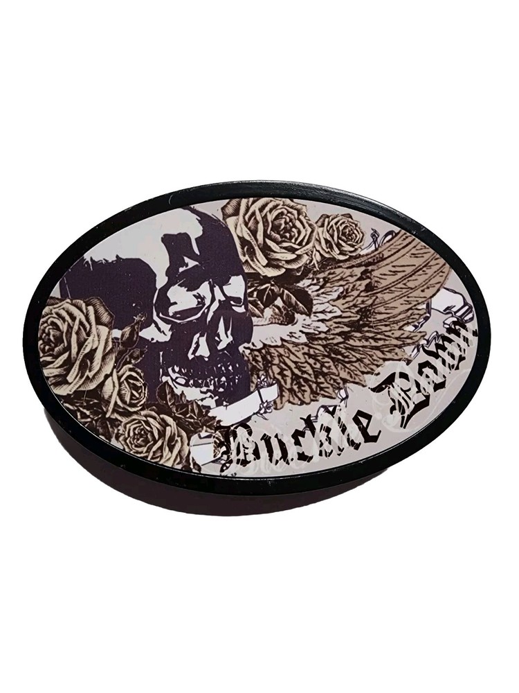 Y2K Skull Roses Rock And Roll Belt Buckle Down Tattoo Style