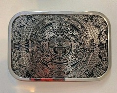 New Aztec Mayan calendar silver medallion mens or women&rsquo;s belt buckle
