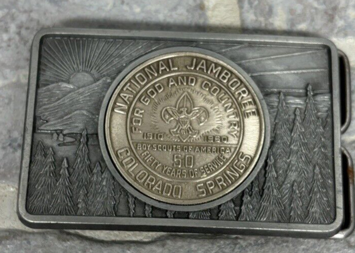 VINTAGE BELT BUCKLE NATIONAL JAMBOREE 50 YEARS BSA BOY SCOUTS OF AMERICA 1960