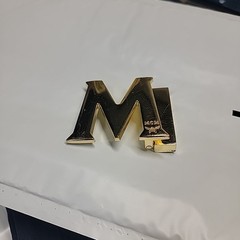 MCM gold logo reversible Belt Buckle Clean Not Too Bad Condition.