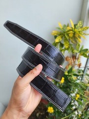 3.8CM Black 100% Genuine Real Leather Skin Men Belt buckle-Handmade-Customize