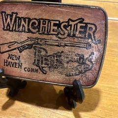 Winchester Repeating Arms New Haven Conn. Rifle Guns Vintage Brass Belt Buckle