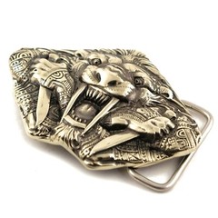 German silver belt buckle Steel fangs, Saber toothed cat buckle, tiger buckle